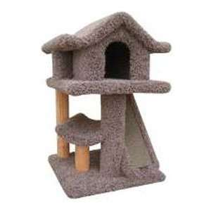  Wood Cat Furniture Scratching Carpet Cat House, Gray 
