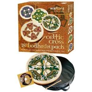  Bodhran (Irish Drum) Value Pack   Celtic Cross Design 