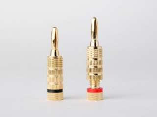 Pair Gold Speaker Wire Cable Banana Plugs Connectors  