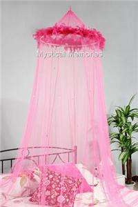 HOT PINK Feather Mosquito Net Bed Canopy  Cot/SBED NEW  