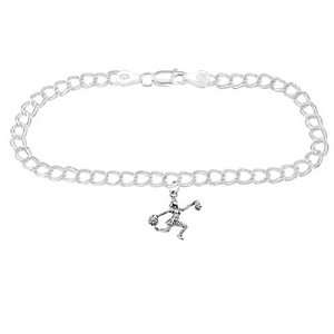  Silver Cheerleader with Pom Poms on 5 Millimeter Charm 