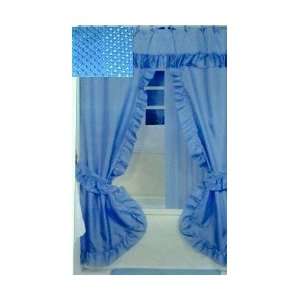  Fabric Shower +Window Curtain Set Rufled 11pc BLUE
