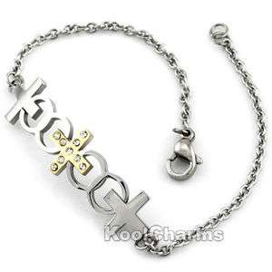 Womens Gold/Silver Cross Stainless Steel Bracelet KB63  