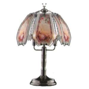   with Poem Theme Glass Black Chrome Base Touch Lamp