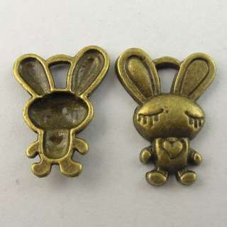   Antique style bronze tone sleeping rabbit jewelry charm pendants 70pcs