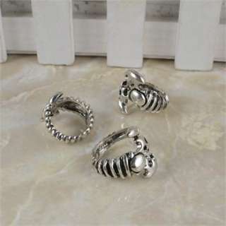   10pcs Antique Silver Plated Cute Scorpion Animal Cocktail Ring  