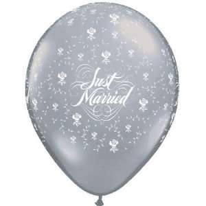  11 Just Married Flowers Clear Balloons (10 ct) (10 per 