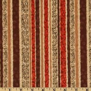   Wide Espresso Yourself Coffee Bean Stripe Tan/Red Fabric By The Yard