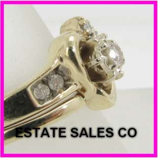   Gold Round Cut Diamond Heart Shape Promise Anniversary Ring .35 Carats