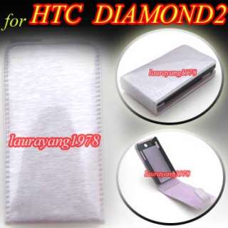 PURPLE LEATHER CASE COVER for HTC DIAMOND 2 DIAMOND2  