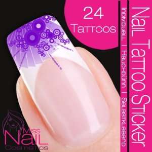  Nail Tattoo Sticker Deco Corner / Fan   purple Beauty