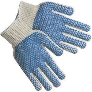   Cotton/Polyester String Knit Blue PVC Dotted Gloves