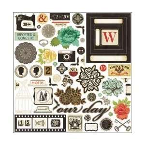 Crate Paper Portrait Chipboard Accent Stickers 12X12 Sheet ; 3 Items 