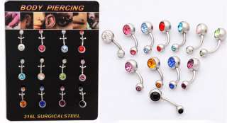 Lot 12 of Double Gems Balls Navel Belly Button Ring,393  