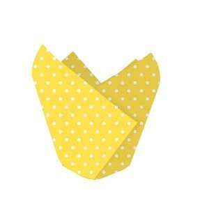  Tulip Baking Cups   Yellow and White Polka Dots