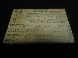 1942 FORT WORTH TEXAS Vintage Drivers License Card TX  