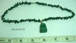NATURAL MALACHITE CRYSTAL CHIP NECKLACE BEAD 18 W DROP  