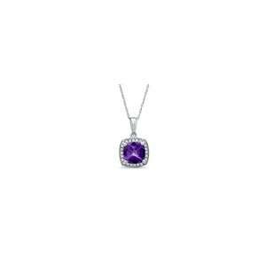   Cut Amethyst Pendant in 10K White Gold with Diamond Accents amethyst