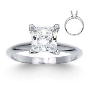  1.00Ct Princess Cut Certified Diamond Solitaire Engagement 