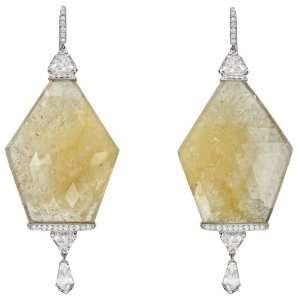    Mimi So Yellow Sapphire Slice & Diamond Drop Earrings Jewelry