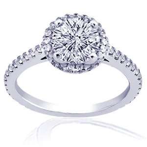 com 1 Ct Round Halo Diamond Engagement Ring Pave 14K WHITE GOLD VVS2 