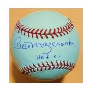 Bill Mazeroski Autographed Ball   HOF 01 Official   Autographed 