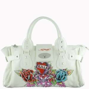  Ed Hardy Ivana Medium Satchel  White 