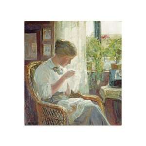  Seamstress by Knud Erik Larsen. size 13.25 inches width by 14 