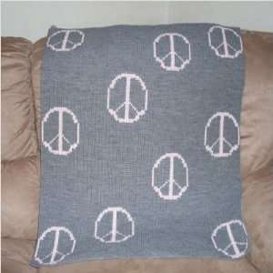  Heather Grey and Pale Blue Peace Stroller Blanket Baby