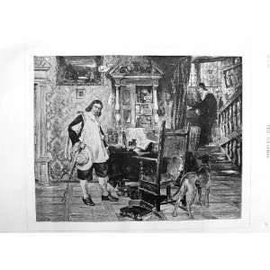   1885 Fine Art Oliver Cromwell Visits John Milton Dog