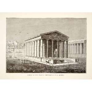  1890 Wood Engraving Archaeology Ancient Roman Temple Juno 