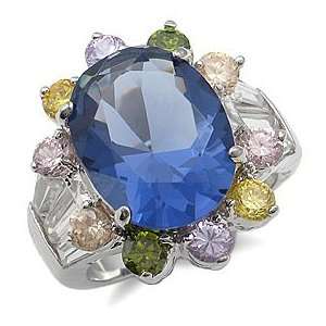 KATE MIDDLETON INSPIRED   Sapphire Solitaire Multicolor CZ Ring