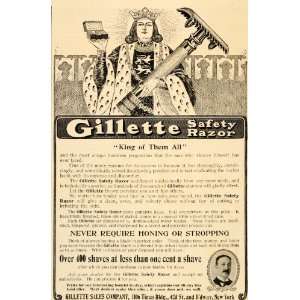  1905 Ad Gillette Safety Razor King Honing Stropping 