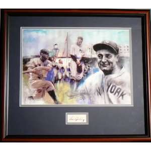 Lou Gehrig Litho w/signed cut #2