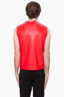 Raf Simons Red Leather Vest for men  