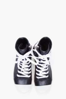 Rick Owens Black Leather High Top Sneakers for women  