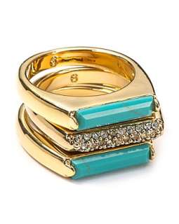 MICHAEL Michael Kors Turquoise and Pave Bar Stackable Rings   All 