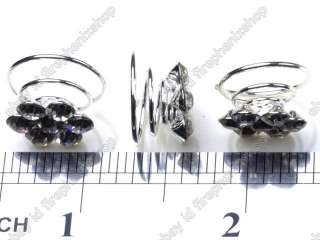   jewelry Clear Crystal Flower silver p Hair Twists spins clips pin