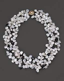 Multi row Fresh Water Pearl and Hematite Torsade Necklace, 18 