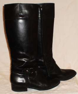   LAUREN Tall Black Leather Equestrian Riding Zip BOOTS 8.5 M Womens