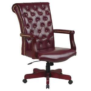 MAHOGANY TRADITIONAL EXECUTIVE LEATHER OFFICE CHAIR  