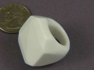 Ring White Agate 30mm Facet Square SZ 5 #2  