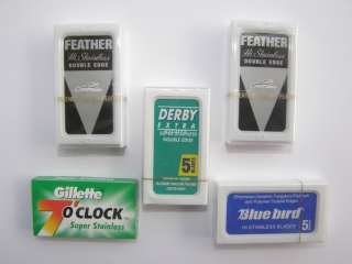 25 BLADE SAMPLER FEATHER BLUEBIRD GILLETTE & DERBY DOUBLE EDGE FBGD 