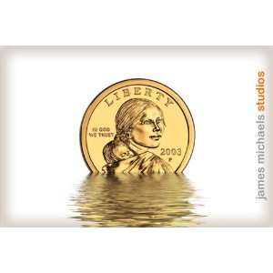  Sacagawea Coin Water Reflection Picture 12x18 Photographic 