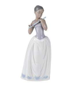 Nao Lladro Porcelain Figurine NOTES ON THE WIND Lady with Flute No 