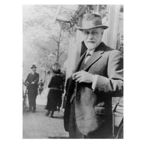 Sigmund Freud, Standing on Sidewalk Outside the Hague, Netherlands 