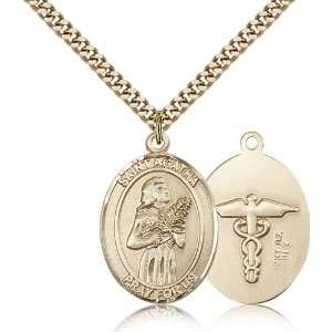  Gold Filled St. Saint Agatha Medal Pendant 1 x 3/4 Inches 