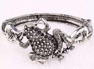 Asian Tibet Crystal Cuff Frog Bangle Bracelet E0710 1  