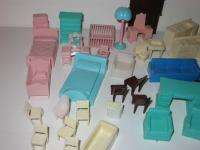 Vintage Marx Tin Doll House With Big Lot Of Furniture  