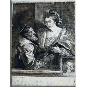 Titians Self Portrait with a Young Woman 23x30 Streched Canvas Art by 